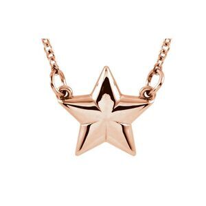 Polished Small Star Necklace in 14k Rose Gold, 18 Inch